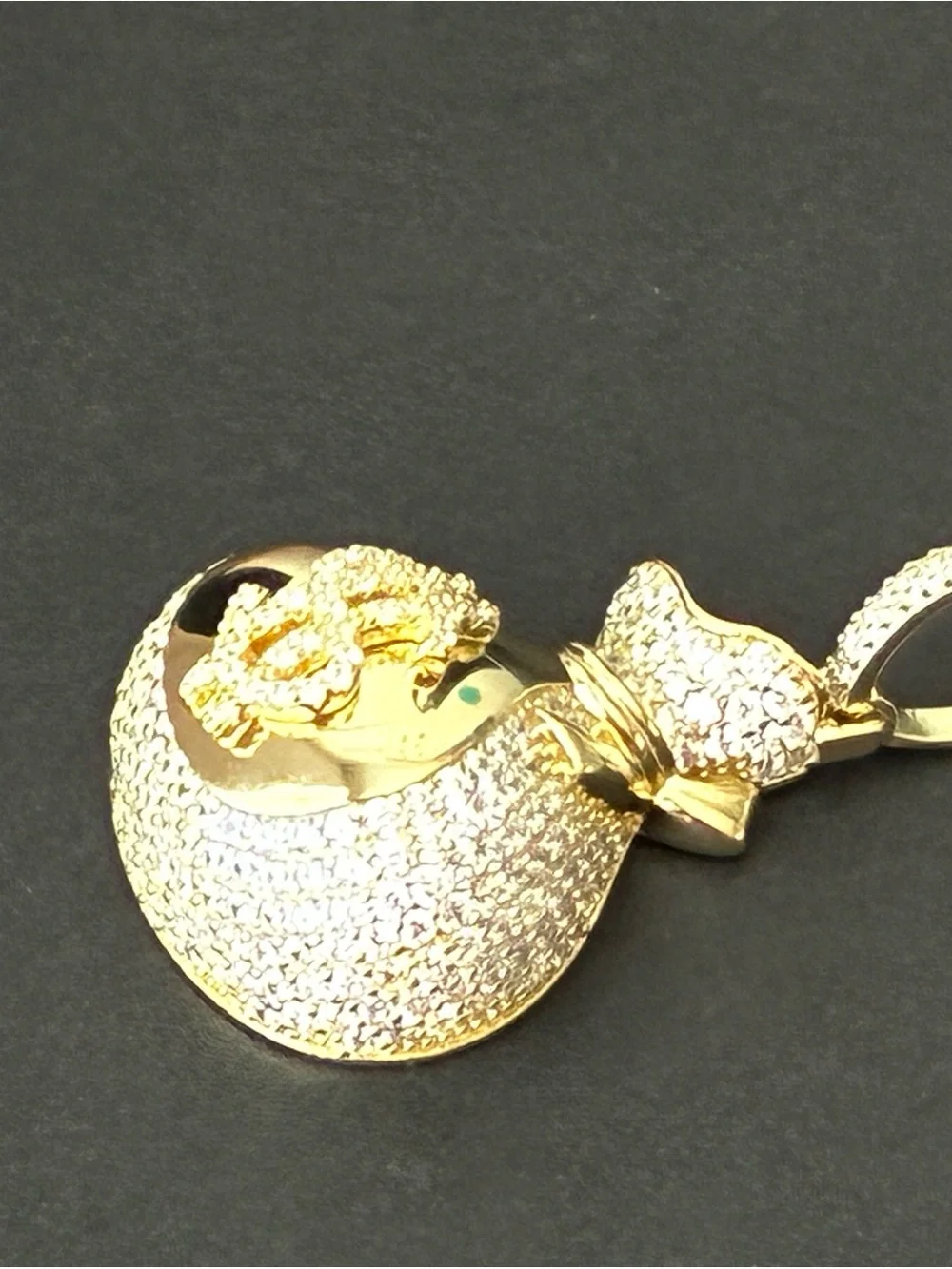 925 Sterling Silver money Pendant with Gold Tone Rope Chain